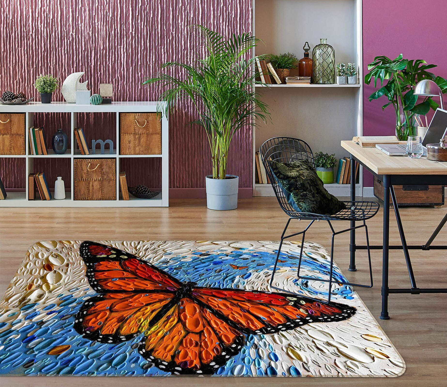 3D Shell Butterfly 1019 Dena Tollefson Rug Non Slip Rug Mat Mat AJ Creativity Home 