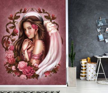 3D Pink Rose Woman 8793 Brigid Ashwood Wall Mural Wall Murals