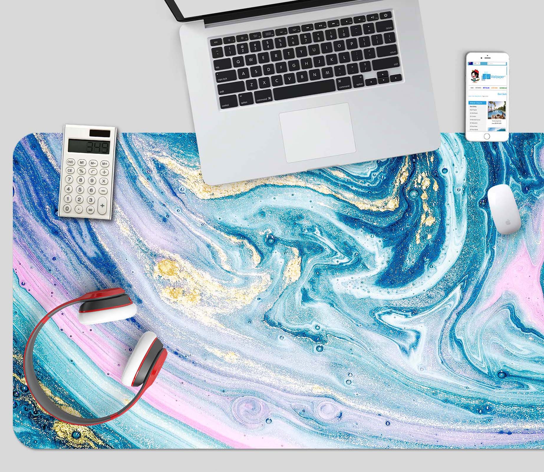 3D Blue Pink Texture 18057 Desk Mat