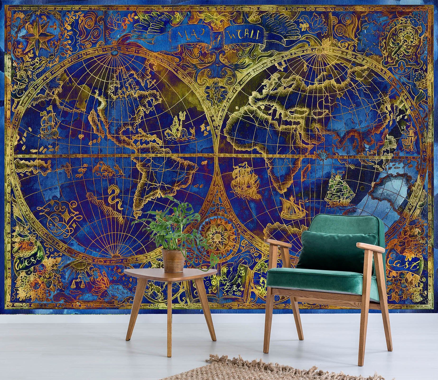 3D Gold Pattern 2101 World Map Wall Murals Wallpaper AJ Wallpaper 2 