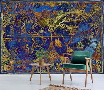 3D Gold Pattern 2101 World Map Wall Murals Wallpaper AJ Wallpaper 2 