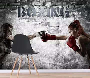 3D Boxing Woman WC454 Wall Murals