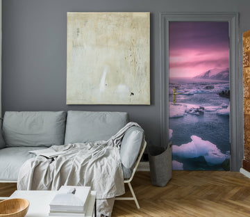3D Pink Sunset Iceberg 119208 Marco Carmassi Door Mural