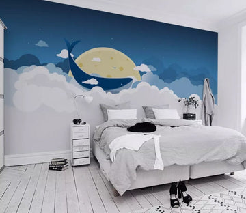 3D Cloud Whale 2070 Wall Murals Wallpaper AJ Wallpaper 2 