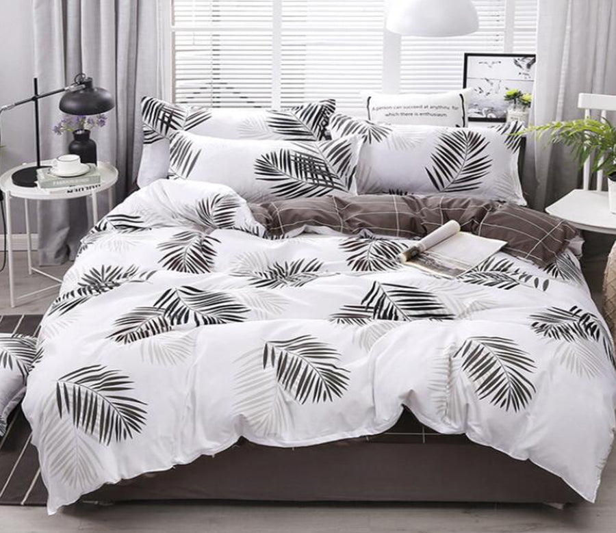 3D Black Feathers On White 12018 Bed Pillowcases Quilt