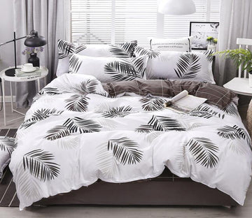 3D Black Feathers On White 12018 Bed Pillowcases Quilt
