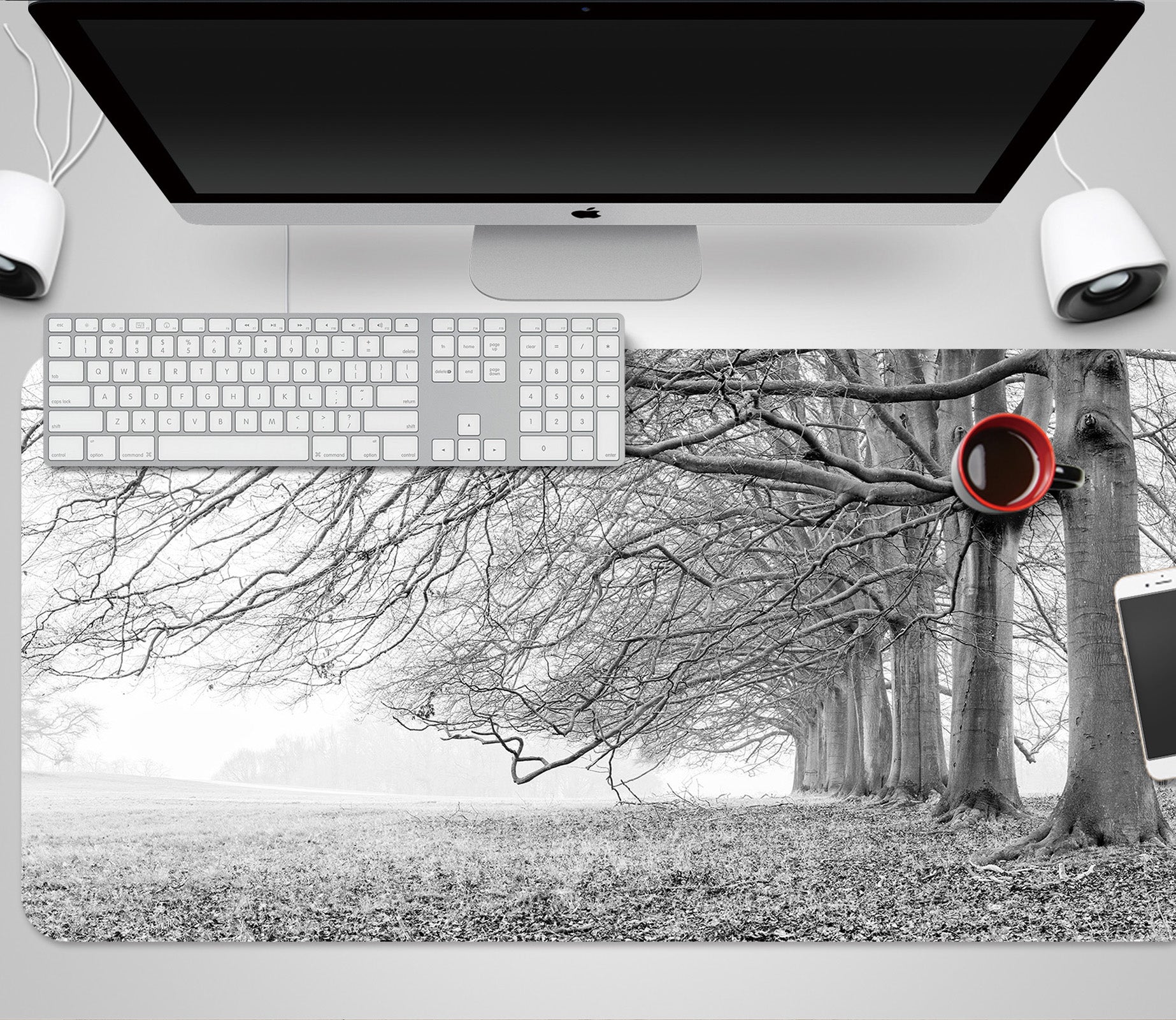 3D Gray Branches Trees 7770 Assaf Frank Desk Mat