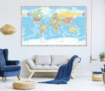 3D Rich Land 285 World Map Wall Sticker
