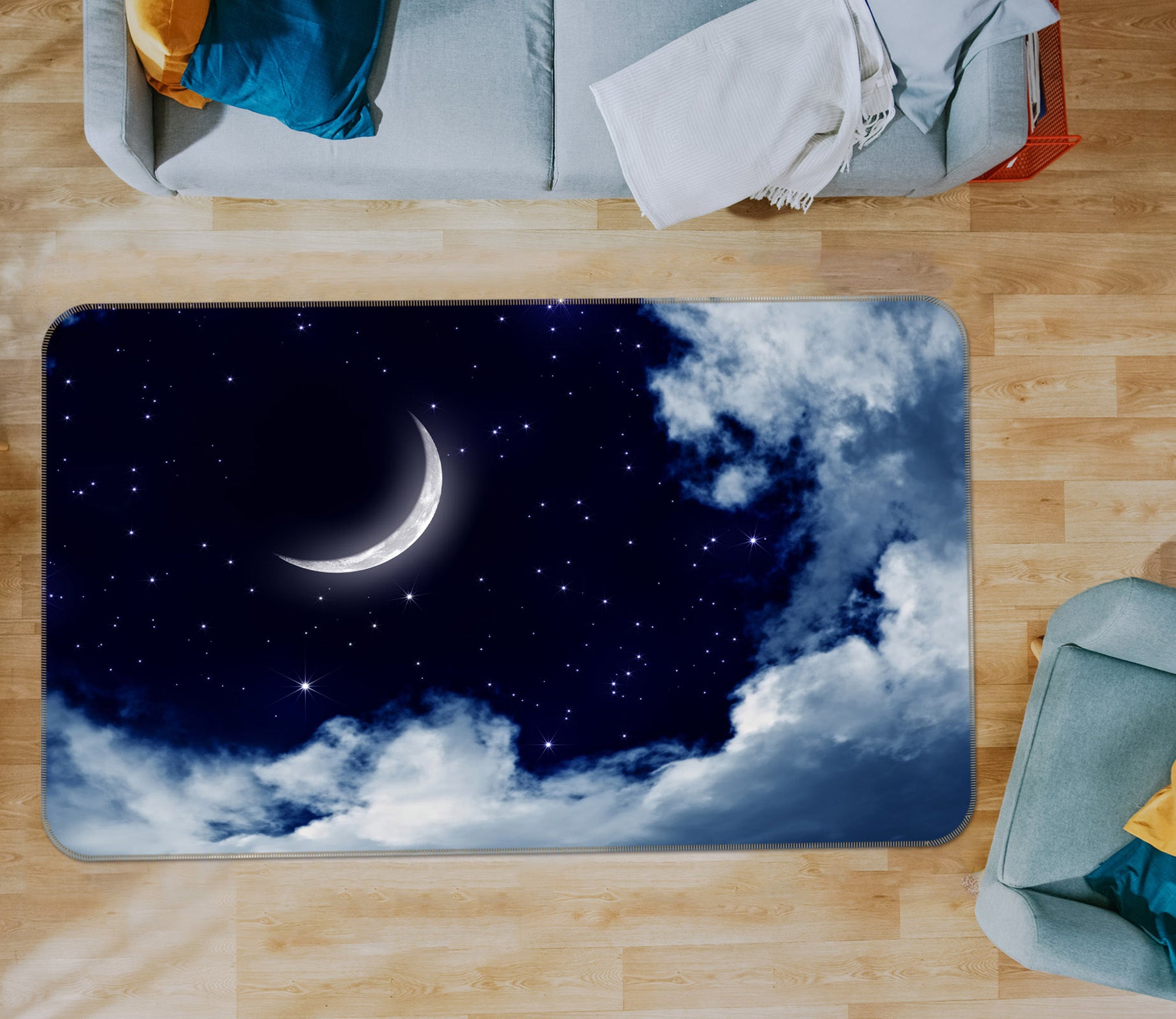 3D Moon Cloud 36055 Non Slip Rug Mat