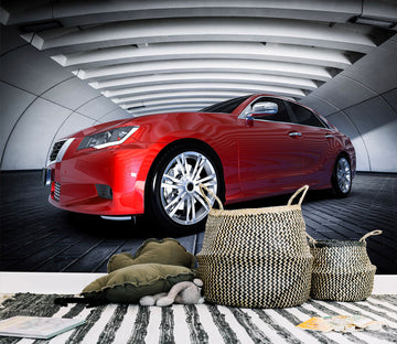 3D Advanced Red Car 337 Vehicle Wall Murals