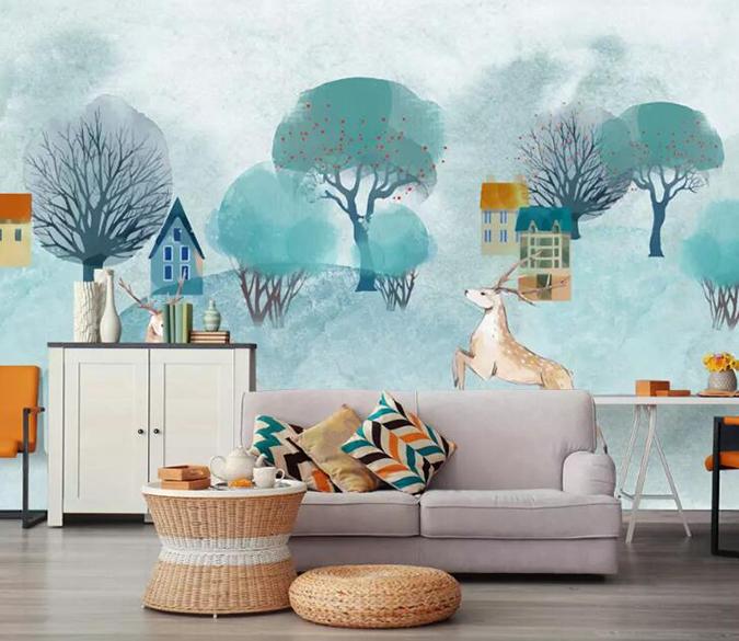 3D Forest Deer 494 Wall Murals Wallpaper AJ Wallpaper 2 