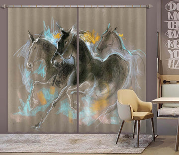 3D Running Horse 013 Anne Farrall Doyle Curtain Curtains Drapes Curtains AJ Creativity Home 