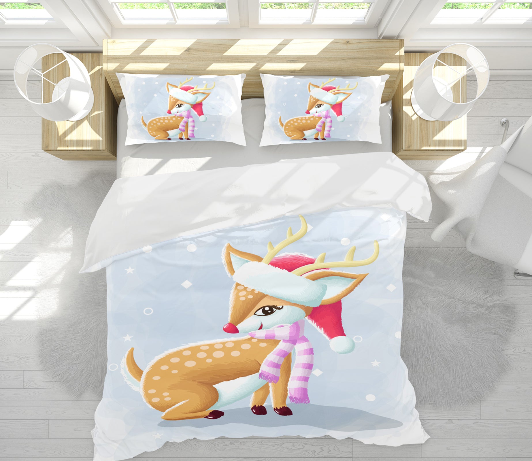 3D Cartoon Sika Deer 58237 Bed Pillowcases Quilt