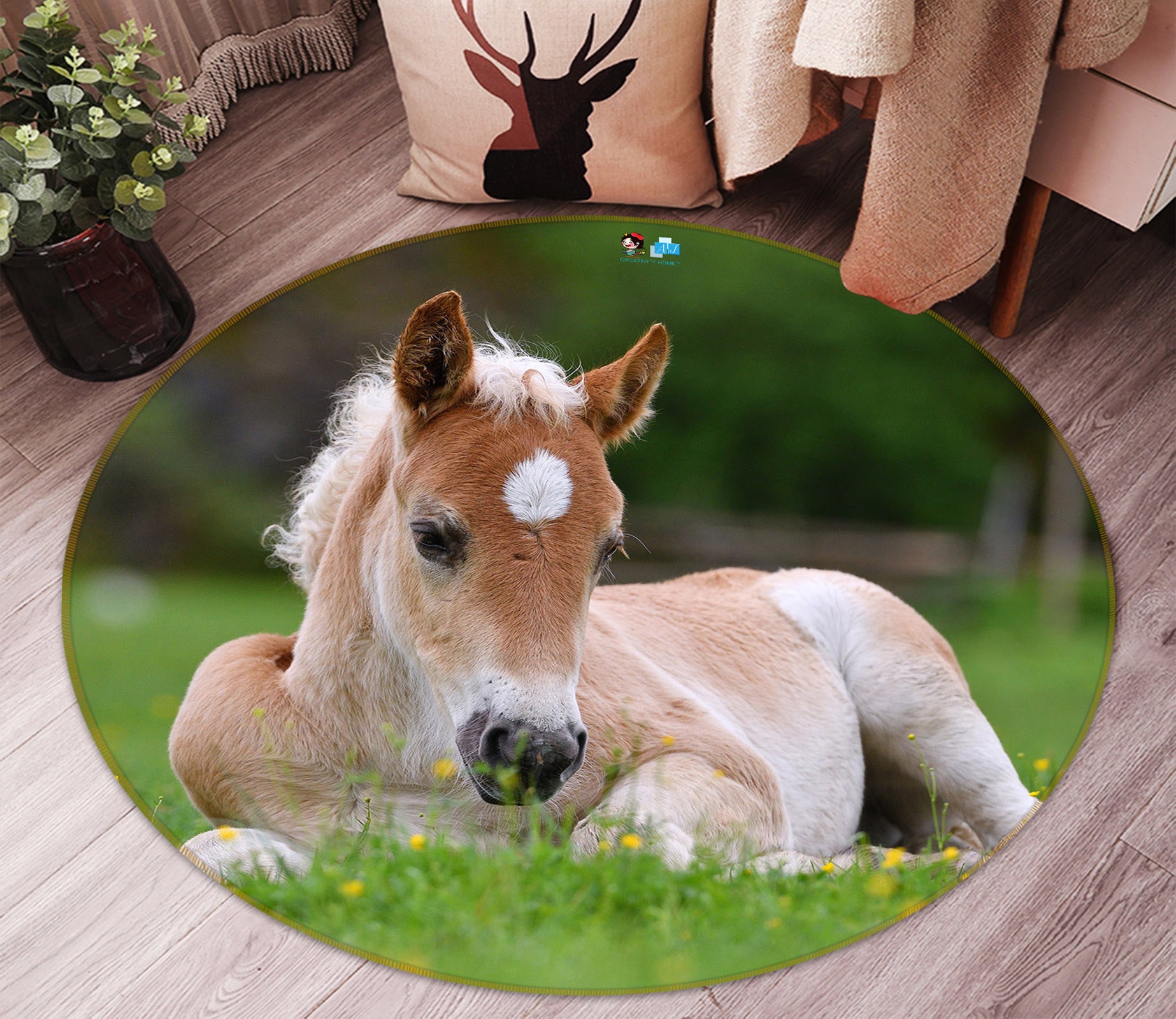 3D Pony 72184 Round Non Slip Rug Mat