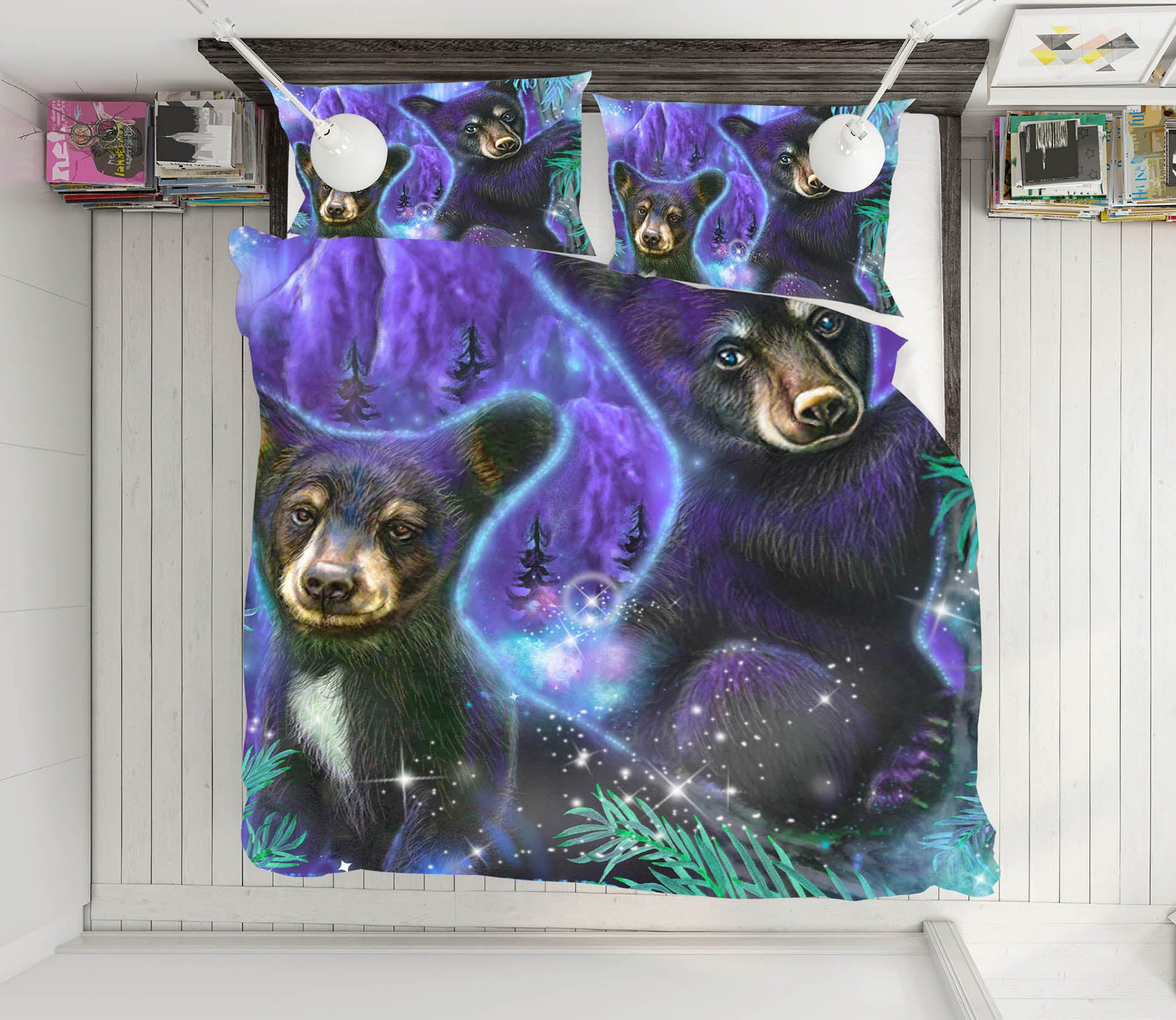 3D Baby Black Bear 8595 Sheena Pike Bedding Bed Pillowcases Quilt Cover Duvet Cover