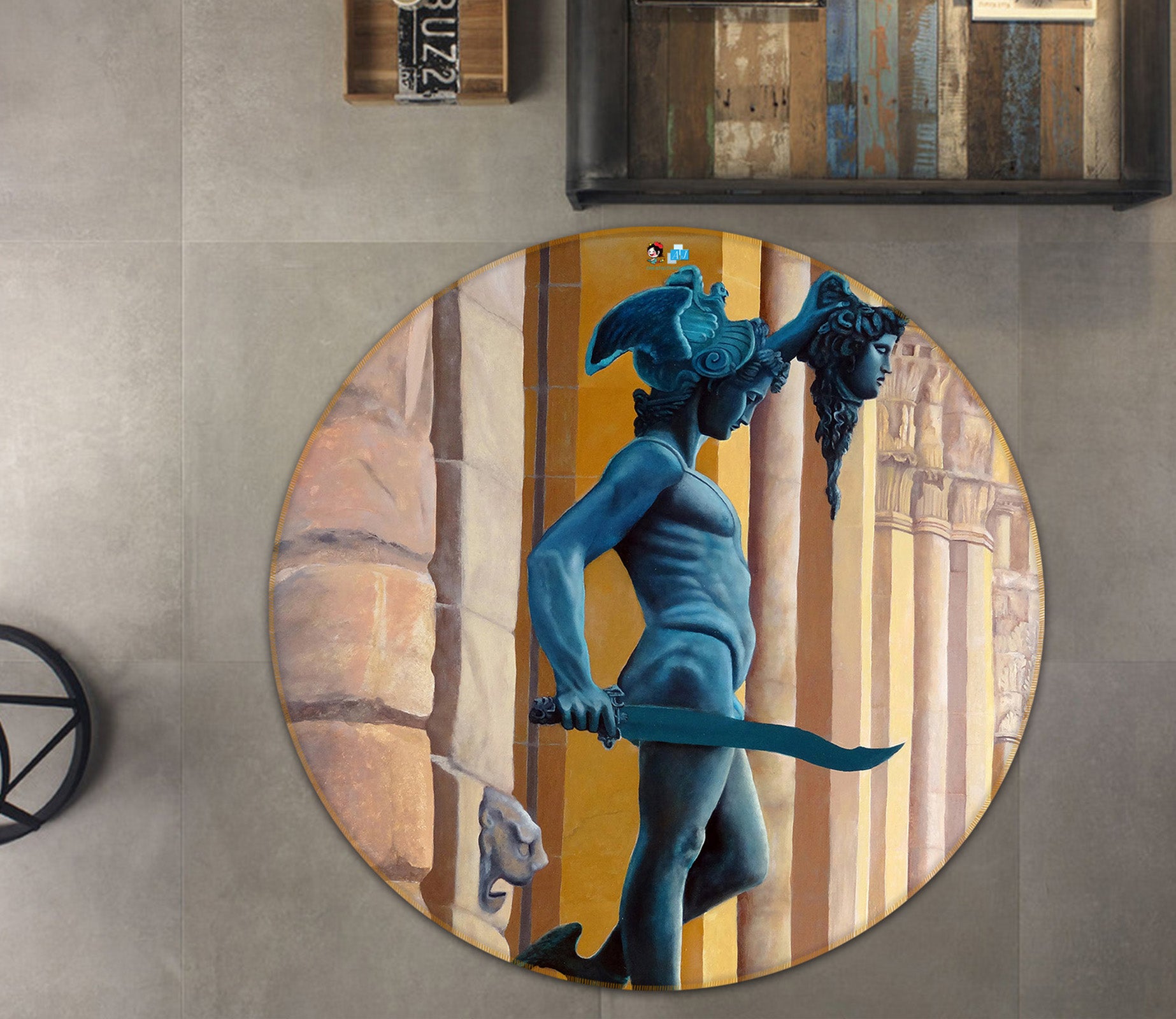 3D Statue 11092 Matthew Holden Bates Rug Round Non Slip Rug Mat