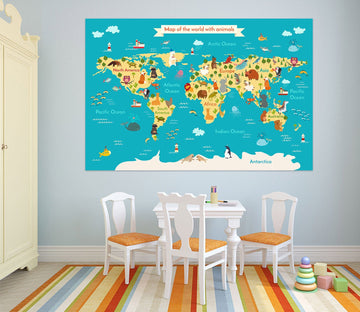 3D Yellow Island 240 World Map Wall Sticker Wallpaper AJ Wallpaper 2 