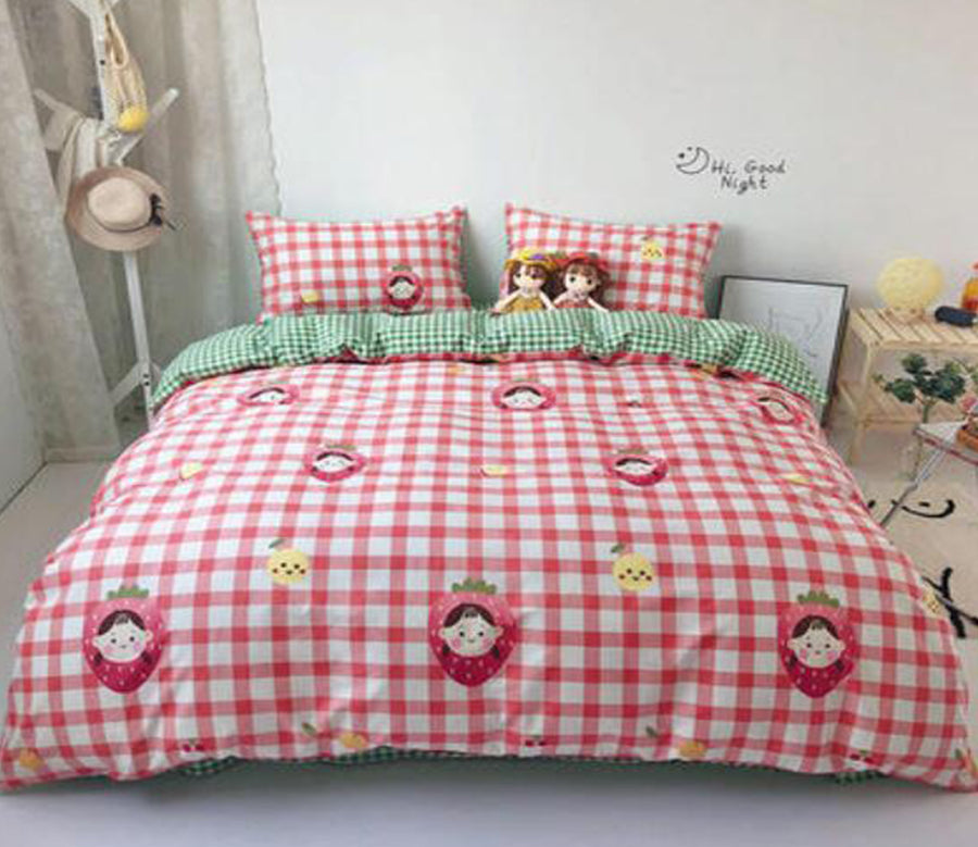 3D Red Lattice Strawberry 50104 Bed Pillowcases Quilt