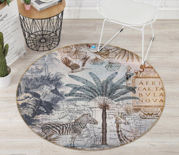 3D Retro Zebra 46894 Andrea haase Rug Round Non Slip Rug Mat