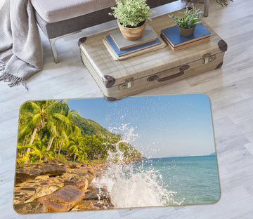 3D Coconut Grove Sea 77077 Non Slip Rug Mat