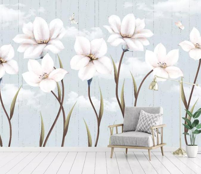 3D White Flowers 113 Wall Murals Wallpaper AJ Wallpaper 2 