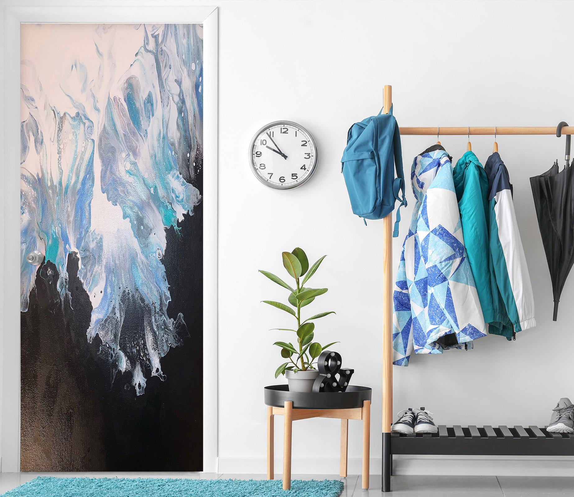 3D Black Light Blue Paint Texture 9204 Valerie Latrice Door Mural