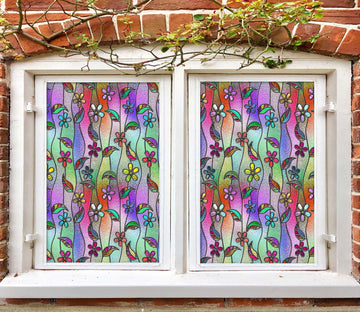 3D Glass Flower 145 Window Film Print Sticker Cling Stained Glass UV Block