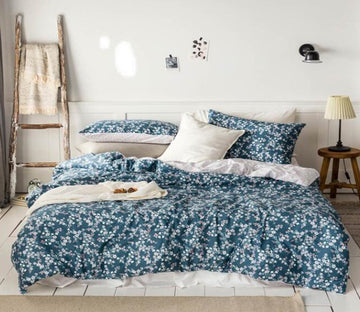 3D Dark Blue Floral 2196 Bed Pillowcases Quilt