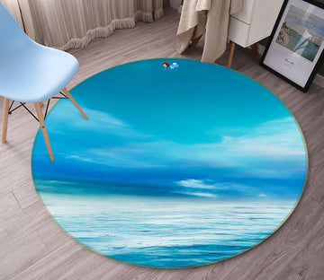 3D Sea Sky 69218 Round Non Slip Rug Mat