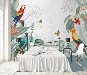 3D Bird Leaves 1617 Wall Murals Wallpaper AJ Wallpaper 2 