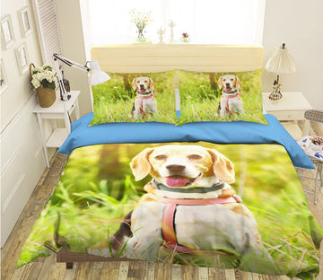 3D Sunshine Puppy 1950 Bed Pillowcases Quilt Quiet Covers AJ Creativity Home 