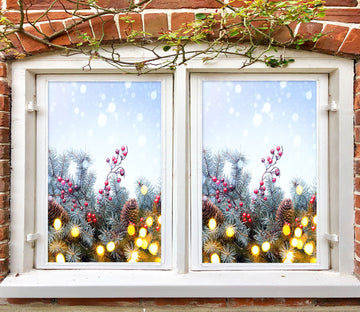 3D Christmas Tree Branches 43092 Christmas Window Film Print Sticker Cling Stained Glass Xmas