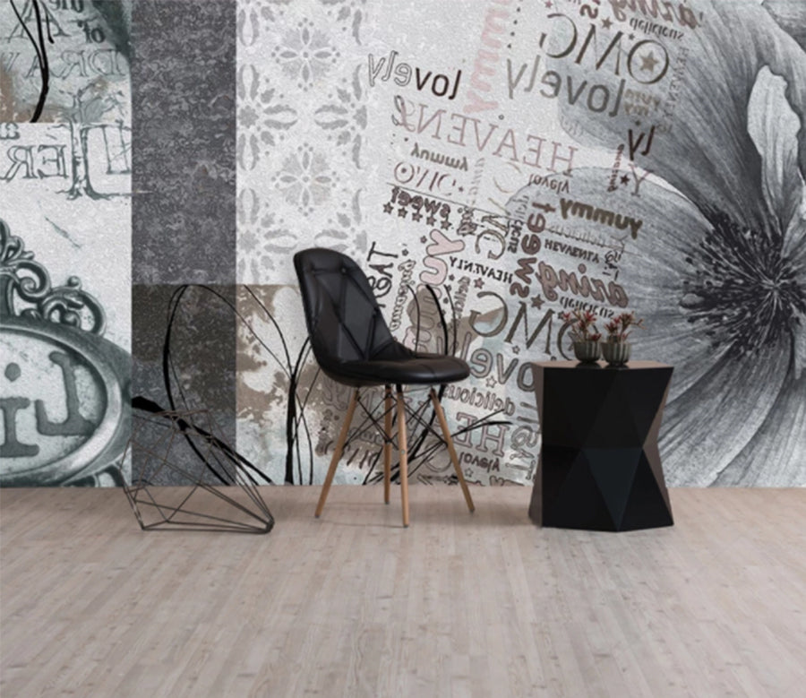 3D Black Flower WC933 Wall Murals