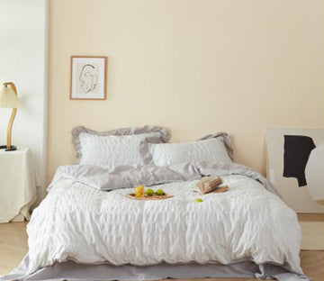 3D Light Grey 50123 Bed Pillowcases Quilt