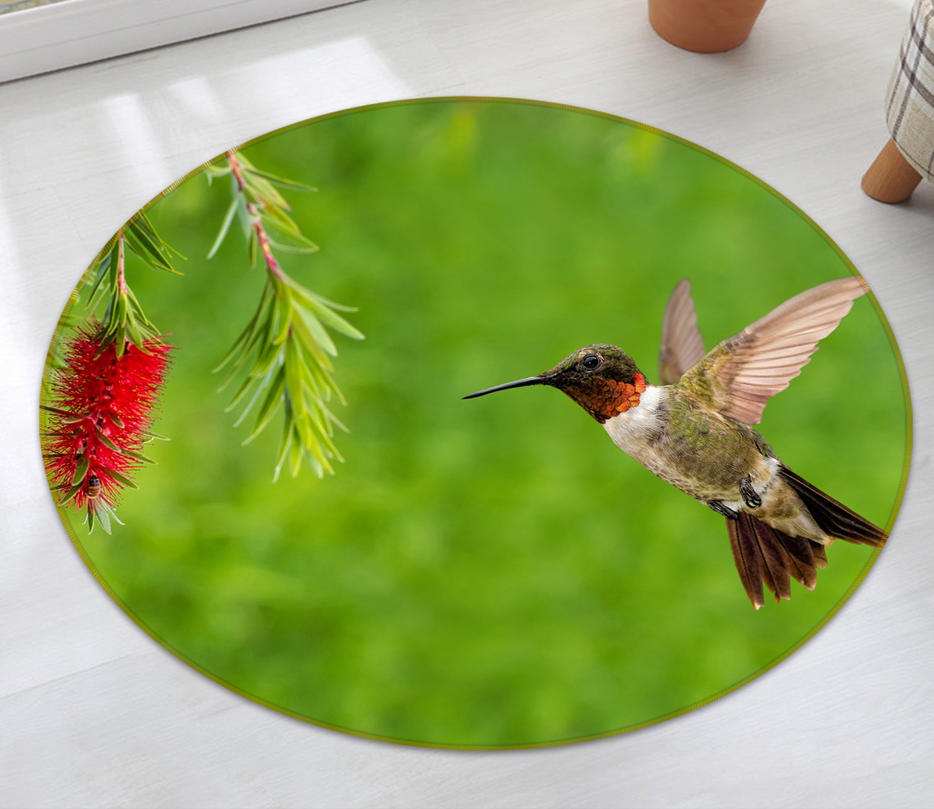 3D Bird Flower 38028 Animal Round Non Slip Rug Mat