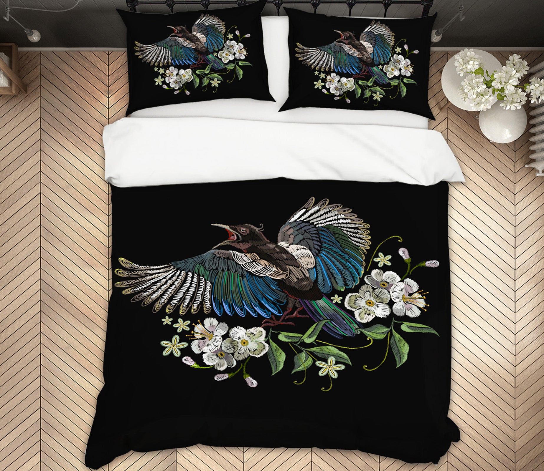 3D Flowers Bird 60082 Bed Pillowcases Quilt