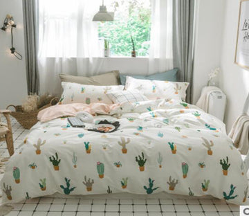 3D Cactus Potted 15202 Bed Pillowcases Quilt