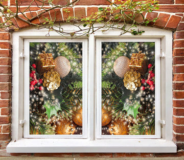 3D Christmas Tree 42130 Christmas Window Film Print Sticker Cling Stained Glass Xmas