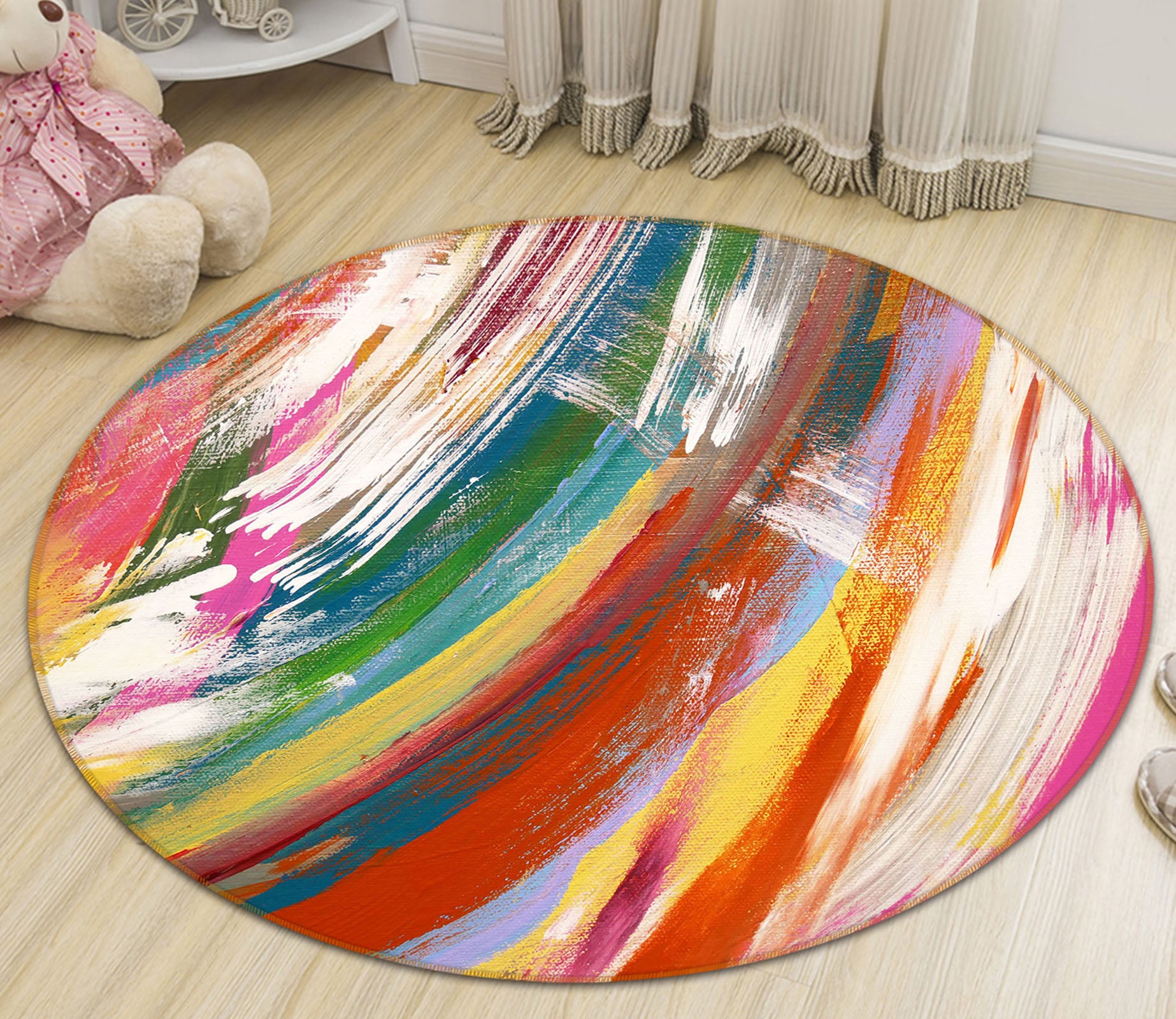 3D Color 71237 Round Non Slip Rug Mat