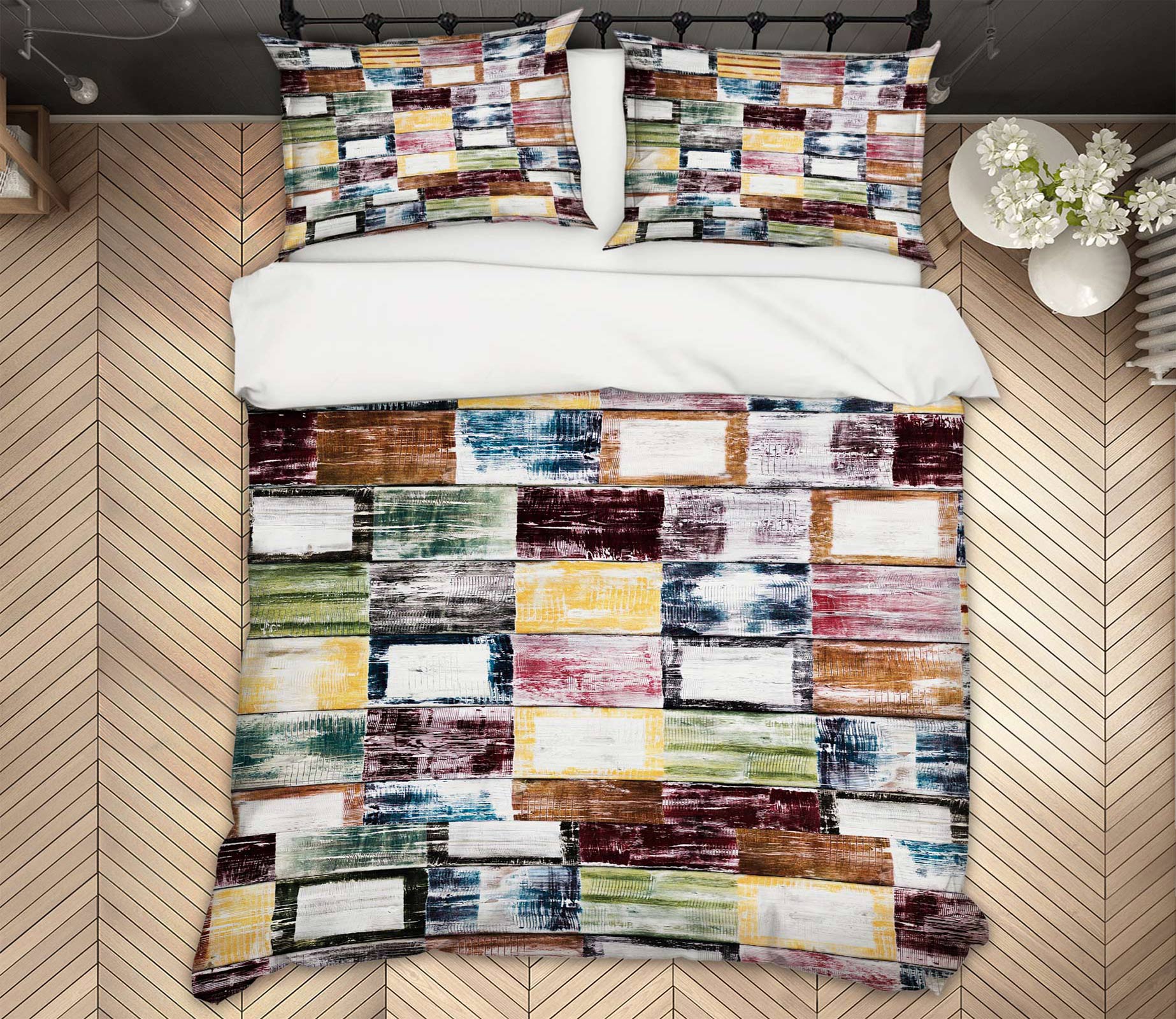 3D Square Pattern 59194 Bed Pillowcases Quilt