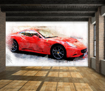 3D Red Car 945 Vehicle Wall Murals Wallpaper AJ Wallpaper 2 
