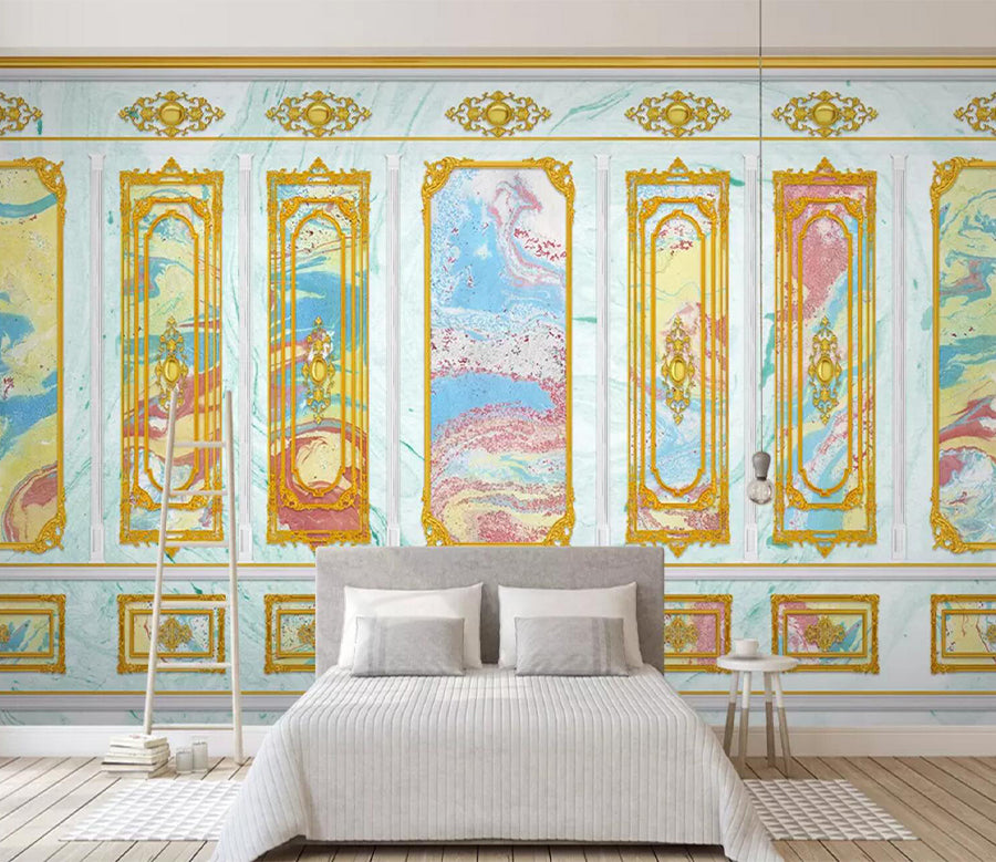 3D Golden Frame WC594 Wall Murals