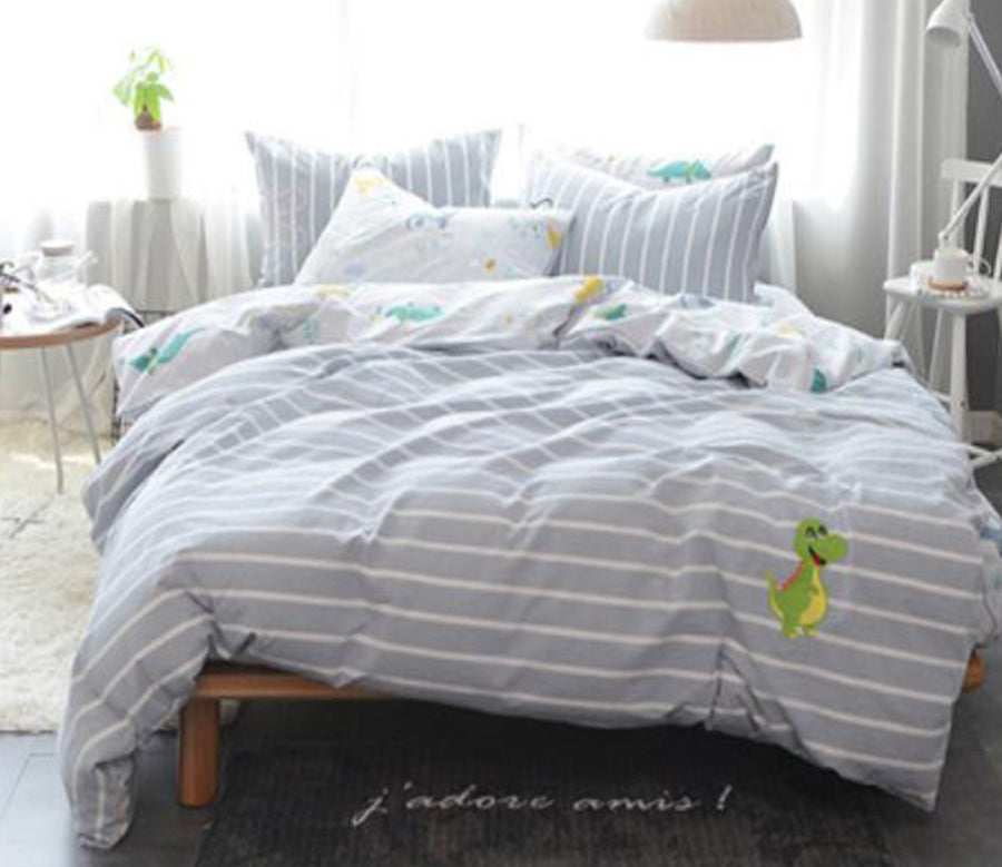 3D Light Gray Dinosaur 20278 Bed Pillowcases Quilt