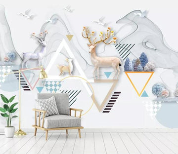 3D Cute Deer 094 Wall Murals Wallpaper AJ Wallpaper 2 