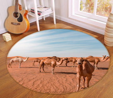 3D Desert Camel 81262 Animal Round Non Slip Rug Mat