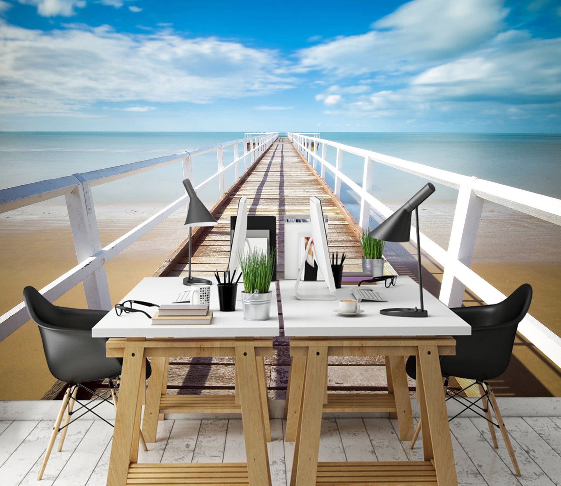 3D Seascape Bridge 017 Wall Murals Wallpaper AJ Wallpaper 2 
