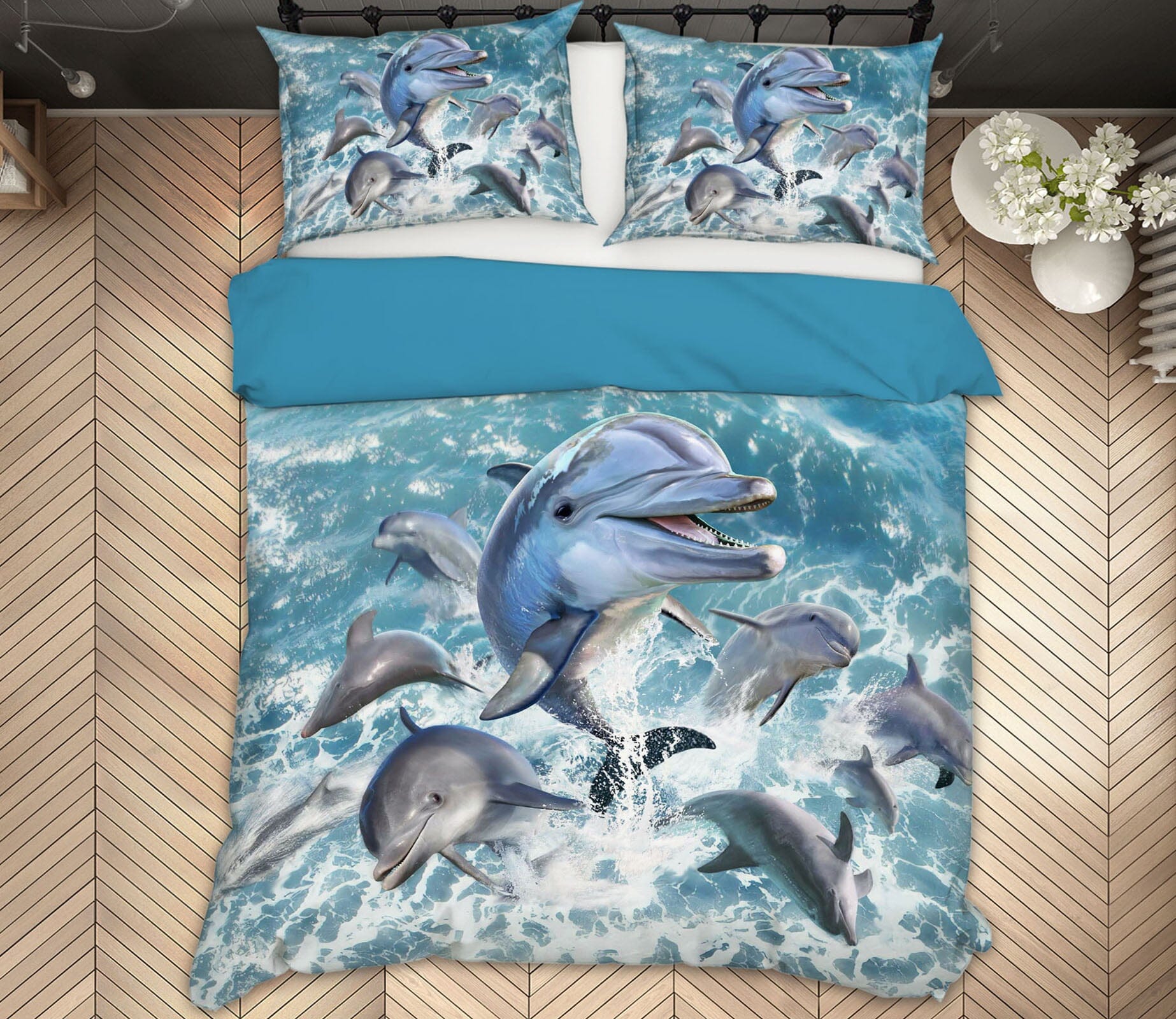 3D Dolphin Jump 2104 Jerry LoFaro bedding Bed Pillowcases Quilt Quiet Covers AJ Creativity Home 