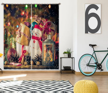 3D Snowman Doll Pile Of Gifts 52029 Christmas Curtains Drapes Xmas