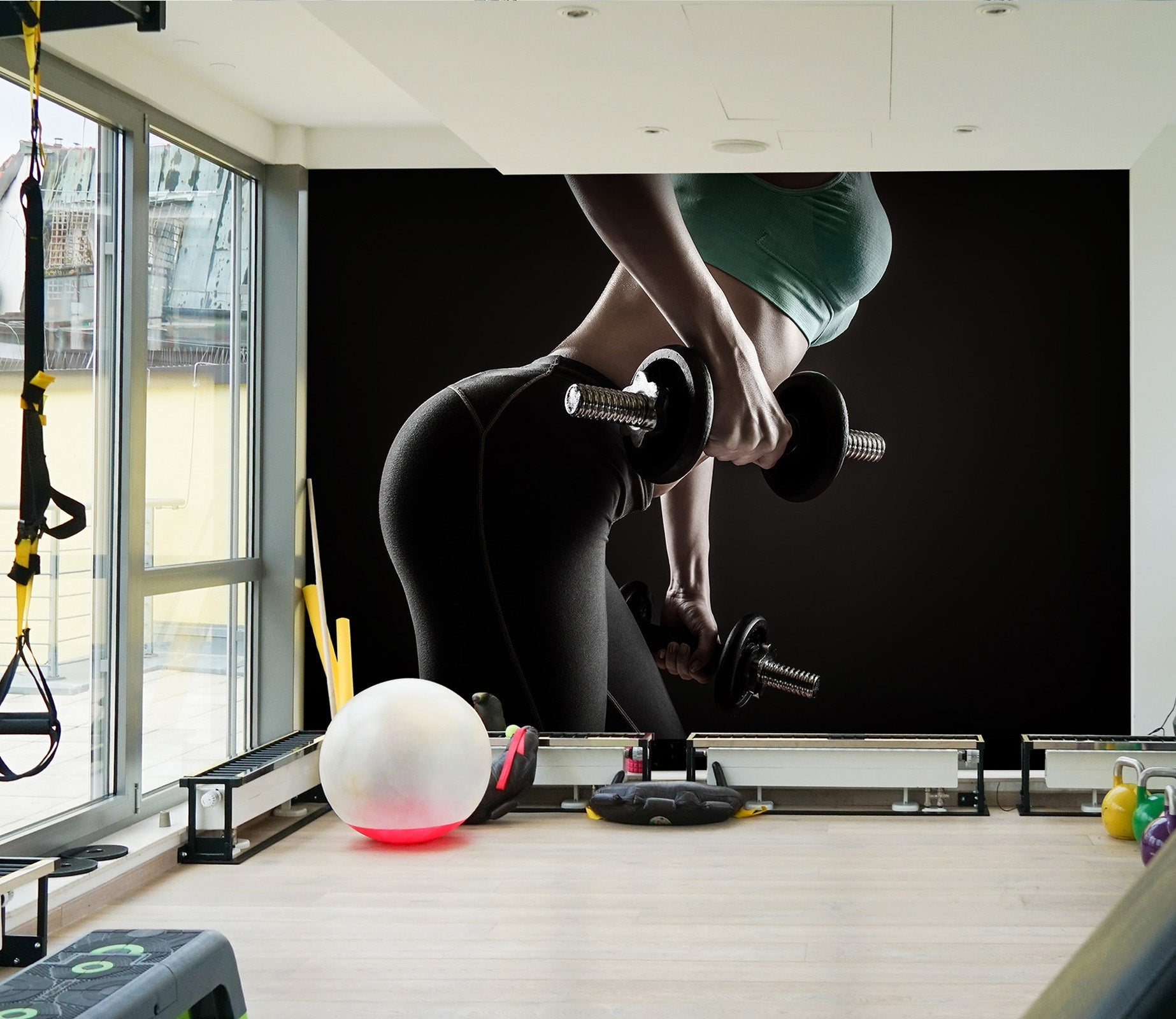 3D Girl Dumbbell 035 Wall Murals Wallpaper AJ Wallpaper 2 