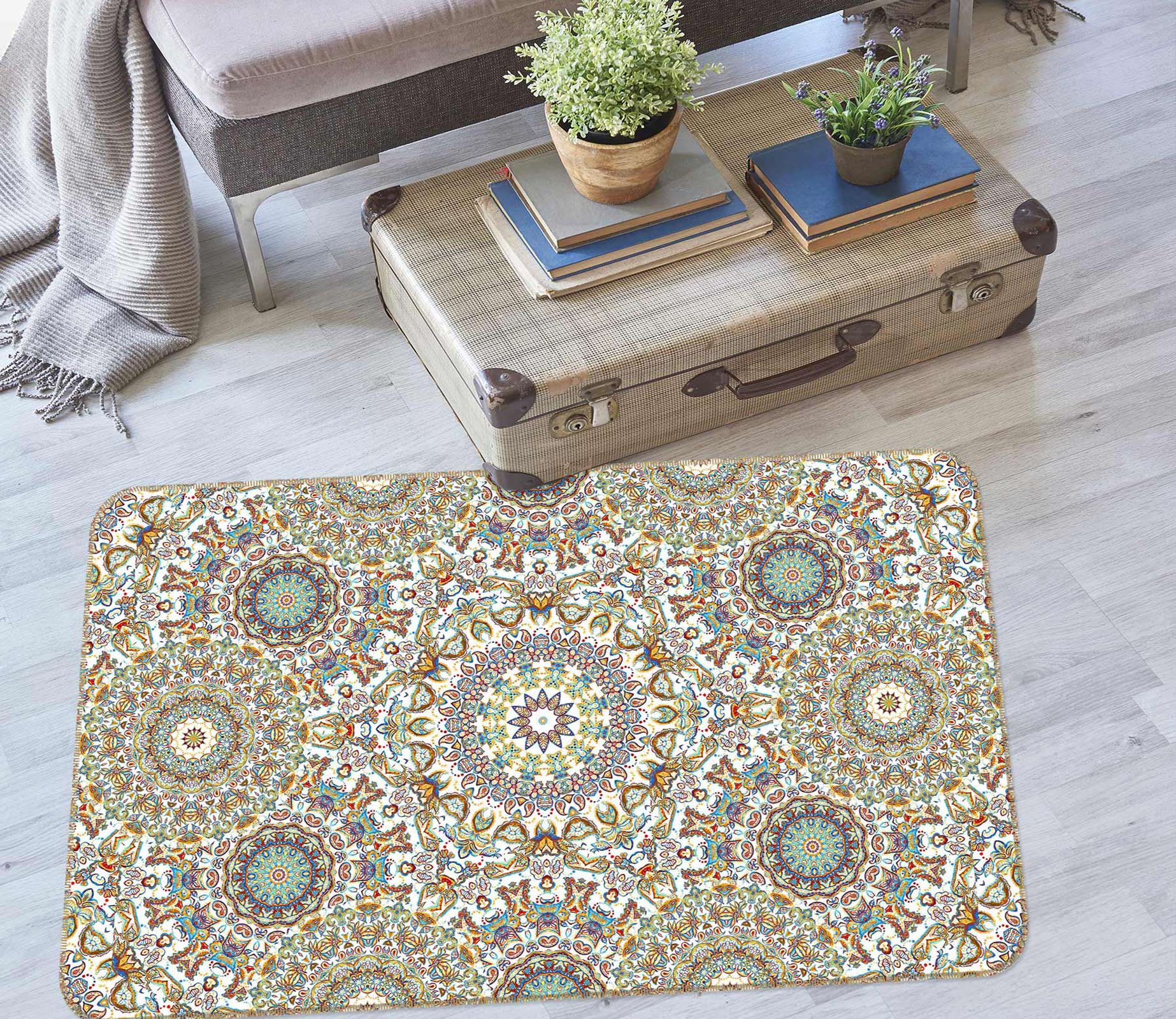 3D Brown Pattern 33037 Non Slip Rug Mat